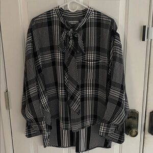 Balenciaga Checked Plaid Swing Button Down Shirt